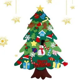 Juldekorationer julgran vägg hängande montessori julgran jul filt träd för barn småbarn med 21 st löstagbara ornament för 231030
