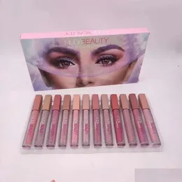 립글로스 12pcs 무광택 액체 컬렉션 립스틱 세트 립글로스 루즈 a levre maquillage 키트 드롭 배달 건강 미용 메이크업 입술 DH18D