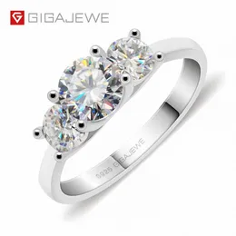 Gigajewe moissanite 1 2ct 5 5mm 2x4 0mm corte redondo ef anéis cor 925 anel de prata ouro multi-camada banhado mulher namorada presente gms231i