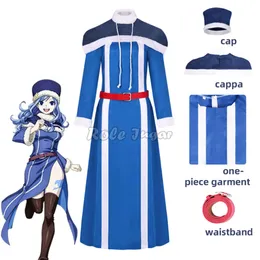 XS-3XL Anime Fairy Tail Juvia Lockser Cosplay Costumes Women Hat Blue Dress Shawl Belt Halloween Stage Outfits