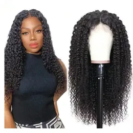 kinky curly human hair hd full lace frontal wig pre plucke brazilian human hair wig 130%density