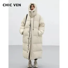 Parka da donna in piumino CHIC VEN Piumini da donna coreano allentato con cappuccio spesso caldo piumino lungo cappotto invernale per donna Parka femminile capispalla 231030