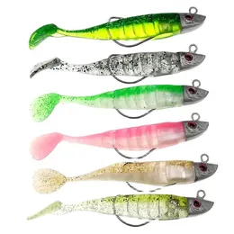 Angelzubehör Fake Lure Jigging Soft Bait Lockt 9 11 cm 15,6 23,3 g DIY Head Jig Fish T Tail Sea Bass Tackle 6 Farben 231030