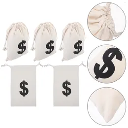 Confezione regalo 5 pezzi Piccoli sacchetti per gioielli Borse con coulisse Moneta pirata Tela Confezione per riporre soldi per feste in dollari