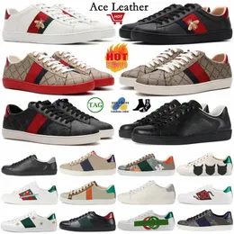 2023 مصمم Ace Sneakers أحذية نحلة عادية إيطاليا ثعبان الجلد مطرزة الرجال الأسود النمر chaususures المتشابكات البيضاء البيضاء