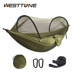 Camp Furniture Westtune 3 in 1 Hammock مع Mosquito Meshe Automatic Automatic Quick Open Nylon Anti Mosquito for Outdoor 231030