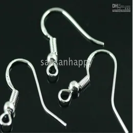 500st 925 Sterling Silver Earring Fynd Fishwire Hooks smycken DIY 15mm Fish Hook Fok Coil Ear Wire2052