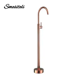 Cabeças de chuveiro do banheiro Banheira Suporte de chão Torneira Rose Gold Mixer Single Handle Torneira 360 Rotação Bico com mão de latão Água fria 231030