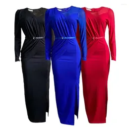 Casual Dresses Mesh Lace Long Sleeve Y2k Sexy Blue Patchwork Split For Women Vestidos Para Mujer Elegantes Y Bonitos