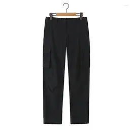 Women's Pants YENKYE Autumn Women American Retro Low Waist Pockets Straight