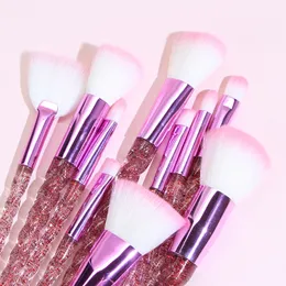 10pcs Unicorn Makeup Brushes Set Diamond Crystal Handle Blending Foundation Powder Eyeshadow Eyebrow Brush Beauty Make Up Tools