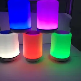 Casa led portátil mini sem fio bluetooth alto-falante led luz cores mutáveis lâmpada mãos-livres chamadas leitor de música despertador