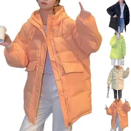 여자 다운 비카 보 코어 코트 여성 겨울 따뜻한 후드 가드 파카 재킷 레이디스 포켓 포켓 지퍼 느슨한 패션 manteau femme outterwear