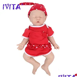 Dolls ivita WG1528 43 cm Fl Body Sile Reborn Baby Doll Realistic Girl Unpaled Zabawki z smoczka dla dzieci Prezent 230710 Drop Gelive Dhxnv