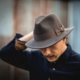 Ampla borda chapéus balde chapéus moda homens fedoras chapéu feminino jazz chapéu com laço elegante primavera preto mistura de lã boné ao ar livre casual chapéu de feltro 231030