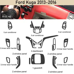 Para ford kuga 2013-2016 interior painel de controle central maçaneta da porta adesivo de fibra de carbono decalques estilo do carro acessório