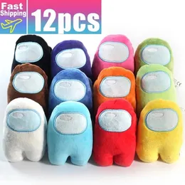 Plush Dolls 10-12pcs/bag Soft Plush Toys 10cm Amongs with Us Game Toy with Music Kawaii Stuffed Doll Festival Gi 231030