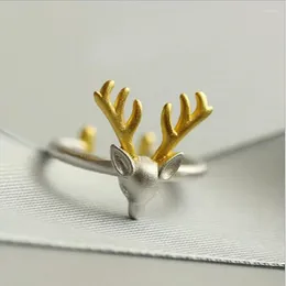 Anelli a grappolo Arrivo Fashion Cute Animal Silver Ploted Gioielli Elk Antler Deer Feer Apertura Bellissimo Anello R198