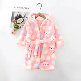 Pajamas Baby Girl Bathrobe Flannel Sleepwear Kid Towel Robes Bath Infant Pijamas Nightgown Toddler Hooded Thicken Children Clothing A730 231031