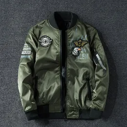 Jaqueta bomber de inverno masculina, jaqueta piloto militar, emblema fashion, dupla face, motocicleta, outono, juventude, tamanho grande 6xl 7xl cx2315f