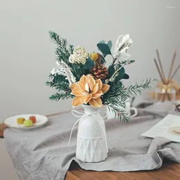 Kwiaty dekoracyjne 1set wazon naturalny wysuszony zachowany eukaliptus bukiet wieczny szyszka świąteczna przyjęcie weselne dekoracja pokoju
