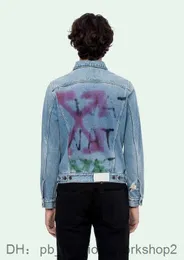 Men's offs Jackets white Ss Spring and Autumn Off White Ow Handdrawn Graffiti Rendered Arrows Made Old offsJacket Coat offs Denim clothing offs B23Y