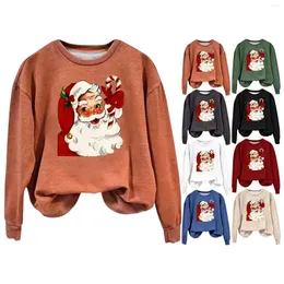 Women's Hoodies Christmas Santa Print Sweatshirt Casual Sweatshirts Crew Neck Jumper Women Hoodie Under 10 Pullover