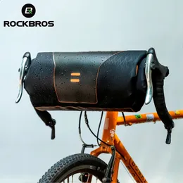 Сумки на корзины ROCKBROS Велосипедная передняя трубчатая сумка для хранения Рулон Водонепроницаемая корзина для руля велосипеда Портативный велосипедный аксессуар большой емкости 231030