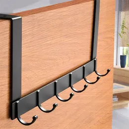 Ganchos trilhos de ganchos sobre a porta 5 ganchos Organizador de banheiro casa Rack Rack Coat Hapter Hanger Toalheiro Acessórios da cozinha do banheiro 220901