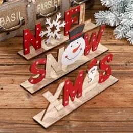 Weihnachtsdekorationen Holz Weihnachten Schnee Noel Brief Tisch Ornamente Frohe Party Dekor für Zuhause 2022 Naviidad Geschenke Fav