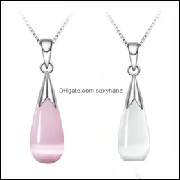 Pendant Necklaces Cute Pink White Opal Cat Eyes Stone Water Drop Necklace Pendants Christmas Gift For Women And Girl 69 D3 Delivery 2 Dh6Q1