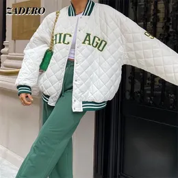 Giacche da donna Y2k Green Print Fashion Baseball Bomber Coat Autunno Inverno Giacca oversize patchwork Varsity Donna Casual Bianco 220901