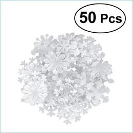 Wall Stickers Wall Stickers 50Pcs 3D Luminous Fluorescent Snowflake Decals Window Clings For Christmas Party Kids Room H Homeindustry Dhjfz