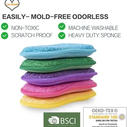 청소 브러시 ​​Jun Lai Home Home Microfiber 식기 세척 스폰지 천 주방 주택 집안 청소 도구 욕실 청소 스폰지 타월 드롭 드롭 220901