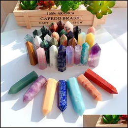 Party Favor Crystal Hexagonal Prism Crafts Natural Stone Quartz Tower Party Favor Mix Colors Energy Mineral Wand for Home Decoration DHPOI