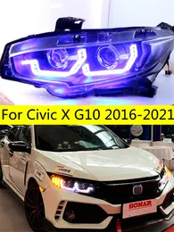 Auto tuning reflektory dla Honda Civic X G10 Reflektor LED 20 16-2021 Niebieskie lampki do napędu DRL Streamer Signal Sygnał przednia Lampa