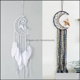Arts And Crafts Large Dream Catcher Half Moon Shape Kids Wall Hanging Decoration Handmade White Feather Dreamcatchers Fo Homeindustry Dhqoa