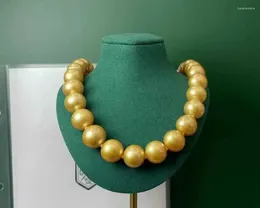 Chains Natural High-end Elegant Good Luster 12-15mm South Sea Genuine Golden Round Pearl Necklace Women Jewelry Chain