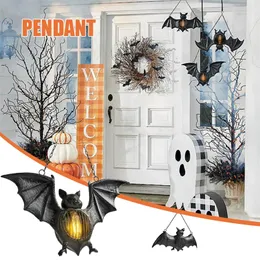 Decora￧￣o de partidos Halloween Bat Lider liderada Lanterna Luz ao ar livre pingente requintado pendurar ornamento para a varanda do jardim 220901