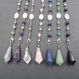 Colares pendentes yjxp cálculos naturais hexagonal cúcula de vida pêndulum chakra cadeia de miçangas para doar o cristal de quartzo de reiki de reiki