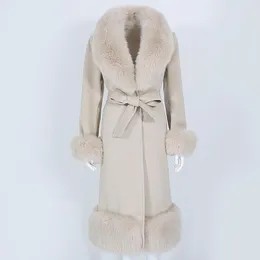Frauen Wolle Frauen Mischungen Menina Bonita 2022 Real Fel Coat Winterjacke Frauen nat￼rliche Kragenmanschetten Kaschmir -Oberbekleidung G￼rtel