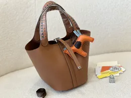 حقيبة كتف جديدة من الجلد الحقيقي ، حقيبة دلو ، حقيبة تسوق نسائية ، حقائب يد ذات جودة عالية مع قفل بيكوتين ، حقيبة يد 2022