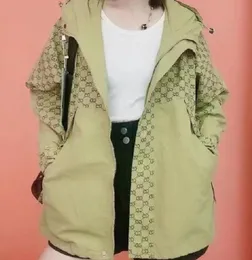 new Women Jacket Zipper Hooded Luxury Letter Design Print Outwear Loose Coat Windbreaker Female