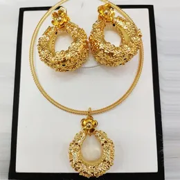 Other Jewelry Sets Dubai Gold Plated For Women Flower Drop Earrings Pendant High Quality Copper African Wedding Party Gift 220831