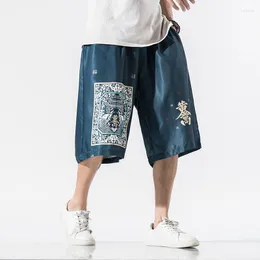 Pantaloncini da uomo da uomo MRDONOO 2022 moda estiva allentata di grandi dimensioni stampata a cinque punti pantaloni da spiaggia stile cinese casual DK803