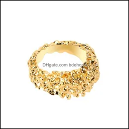 Anelli di banda Varole Punk Rock Texture Ring Gold Color Gold Finger Rings for Women Fashion Jewelry 332C3 Droplese Drop 2021 Bdehome Dhz4p