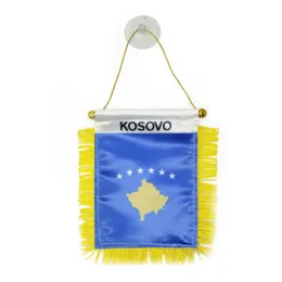 Kosovo Window Hanging Flag 10x15 cm Double Sided Mini Hanging Flags with Suction Cup for Home Office Door Decor