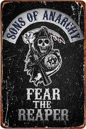 Metal Painting Metal Tin Sign Sons of Anarchy Fear The Reaper Plaque Poster Farm Home Coffee Shop Wall Decoration Vintage Metal Plate 12 8 Inch T220829