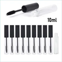 Garrafas de armazenamento Jarros 5pcs 10ml Tubos de r￭mel transparentes port￡teis com embalagem de varinha garrafa l￭quida Capinha preta Caprot HomeIndustry Dhqn1