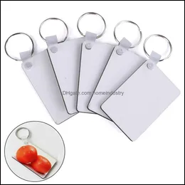 Party Favor Blank Key Chain Rec Sublimation Wooden Tags For Heat Press Transfer Po Logo Double-Sided Thermal Printing Gift Gge1939 Dr Dhpuv